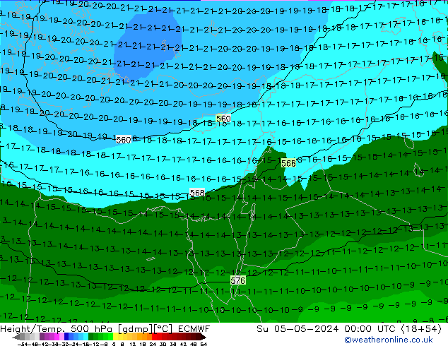 Height/Temp. 500 hPa ECMWF nie. 05.05.2024 00 UTC