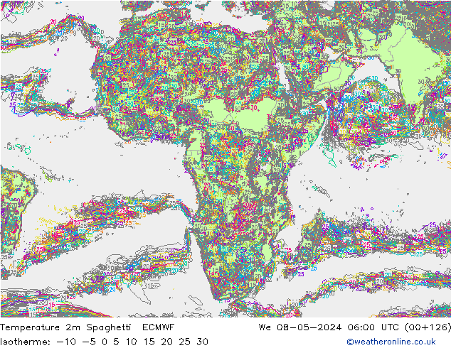 Temperatuurkaart Spaghetti ECMWF wo 08.05.2024 06 UTC