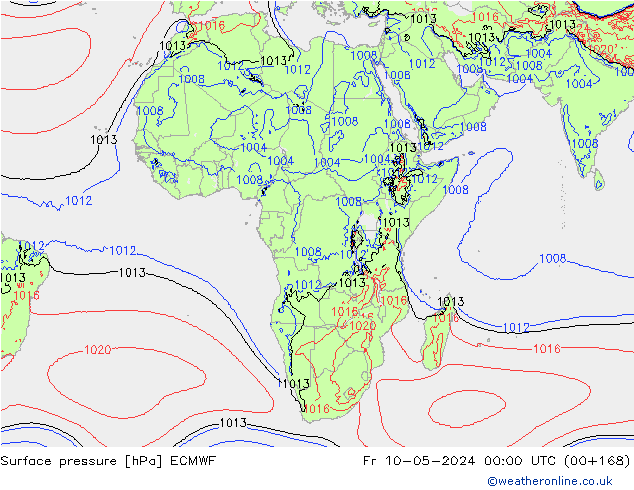 Bodendruck ECMWF Fr 10.05.2024 00 UTC