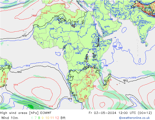 High wind areas ECMWF vie 03.05.2024 12 UTC