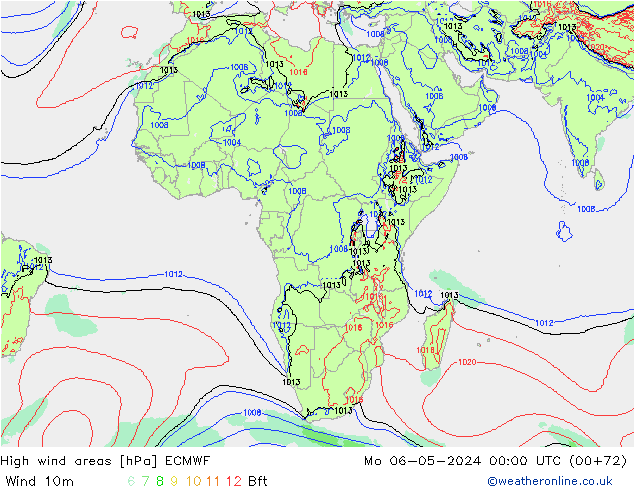 High wind areas ECMWF lun 06.05.2024 00 UTC