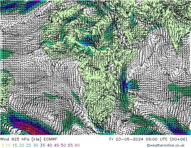 Wind 925 hPa ECMWF Fr 03.05.2024 06 UTC