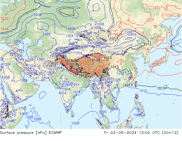 Luchtdruk (Grond) ECMWF vr 03.05.2024 12 UTC