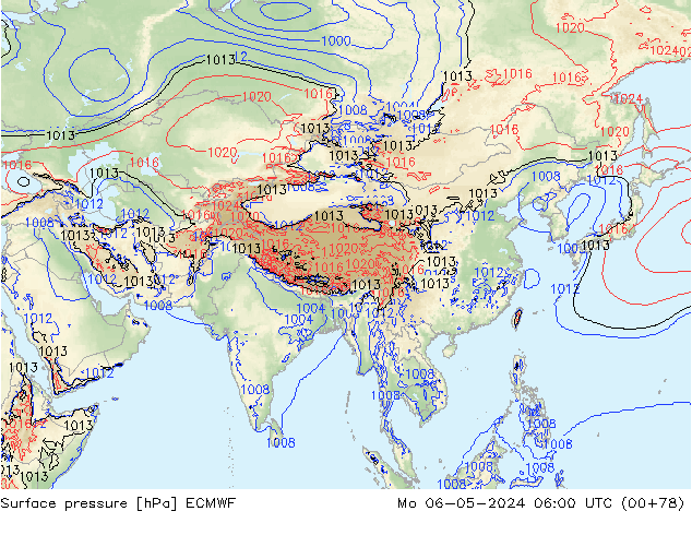 Surface pressure ECMWF Mo 06.05.2024 06 UTC