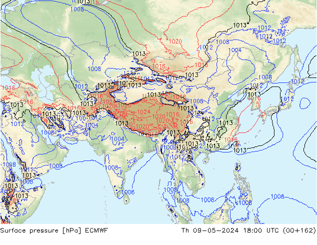 Surface pressure ECMWF Th 09.05.2024 18 UTC