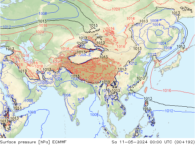 Surface pressure ECMWF Sa 11.05.2024 00 UTC