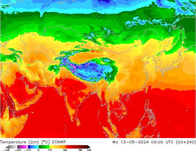 Temperaturkarte (2m) ECMWF Mo 13.05.2024 00 UTC