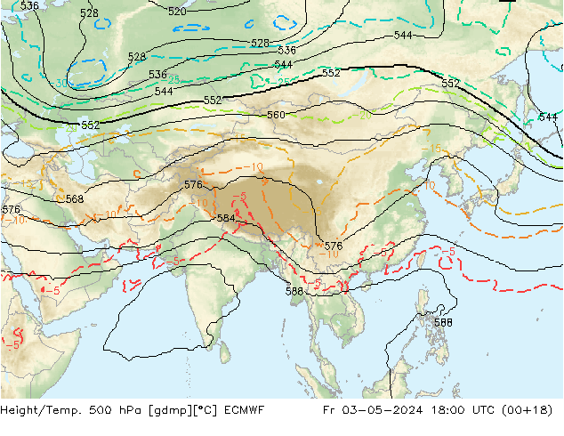Height/Temp. 500 hPa ECMWF Fr 03.05.2024 18 UTC