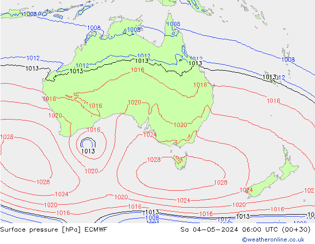 Surface pressure ECMWF Sa 04.05.2024 06 UTC