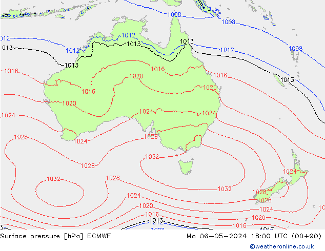 Yer basıncı ECMWF Pzt 06.05.2024 18 UTC