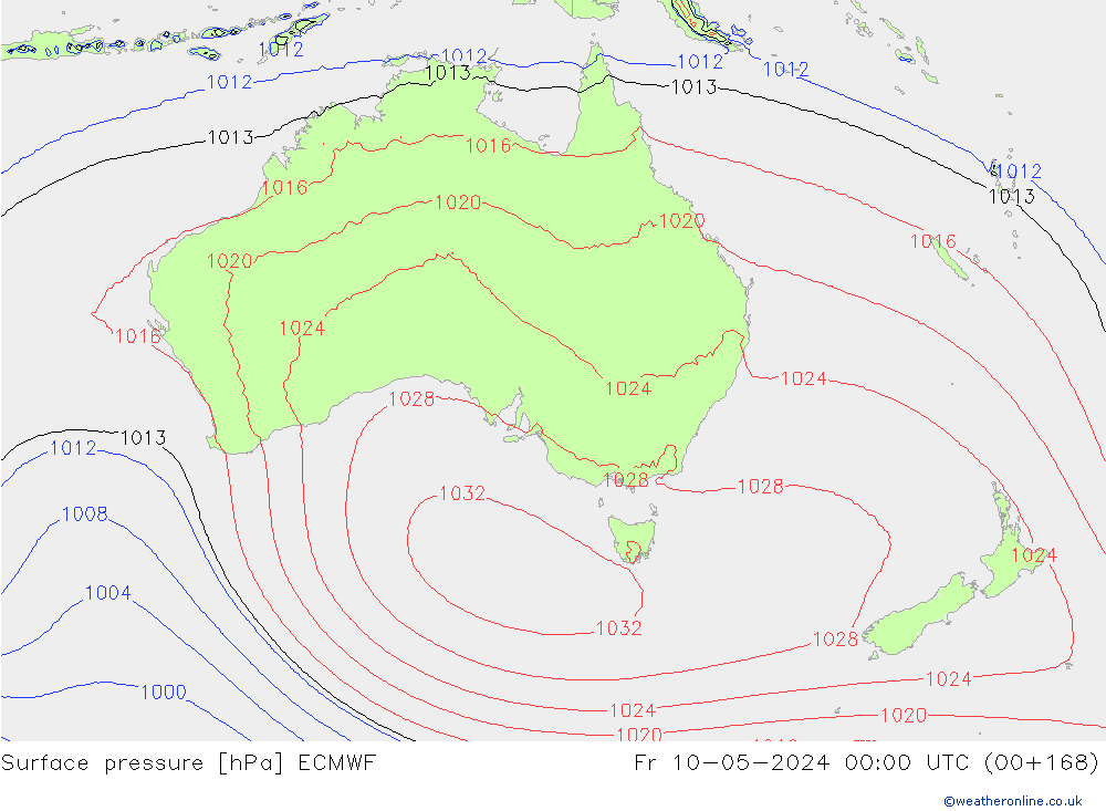 Surface pressure ECMWF Fr 10.05.2024 00 UTC