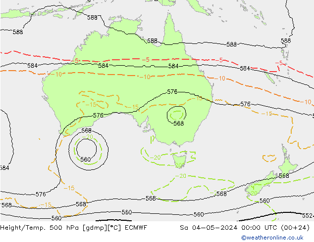 Height/Temp. 500 hPa ECMWF Sa 04.05.2024 00 UTC