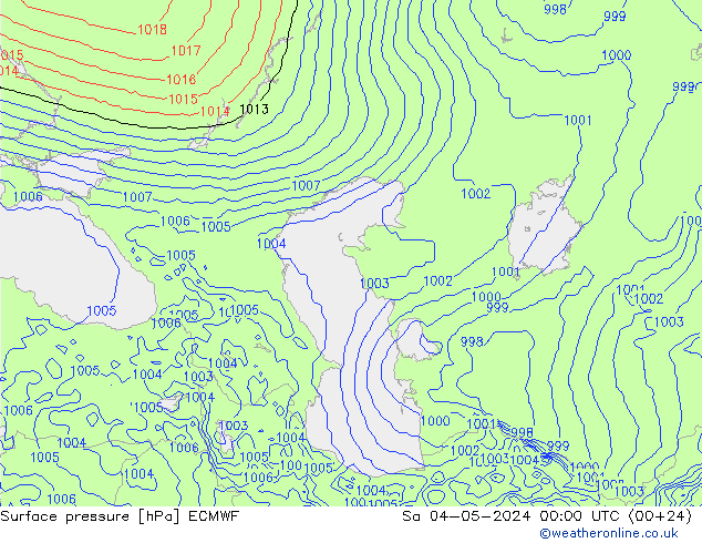 Atmosférický tlak ECMWF So 04.05.2024 00 UTC