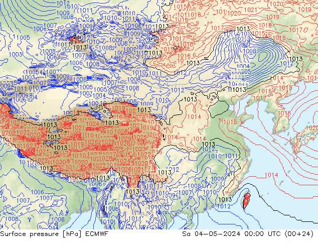 地面气压 ECMWF 星期六 04.05.2024 00 UTC