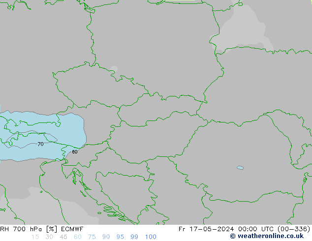 Humidité rel. 700 hPa ECMWF ven 17.05.2024 00 UTC