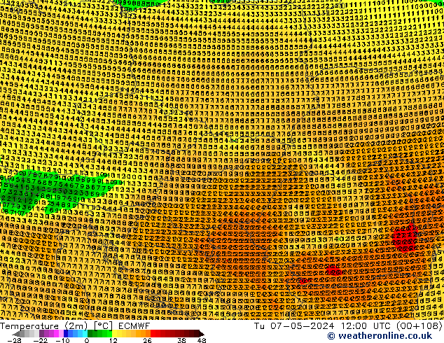 Sıcaklık Haritası (2m) ECMWF Sa 07.05.2024 12 UTC