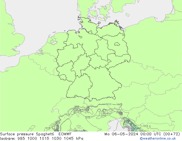 Pressione al suolo Spaghetti ECMWF lun 06.05.2024 00 UTC