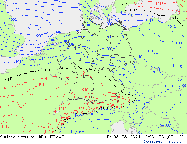 Bodendruck ECMWF Fr 03.05.2024 12 UTC