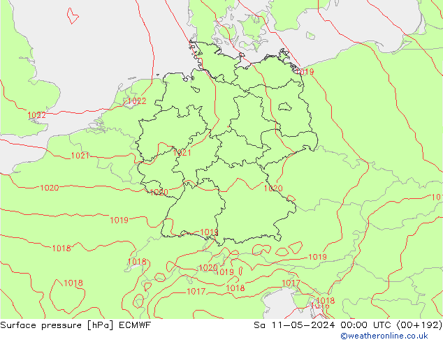 Presión superficial ECMWF sáb 11.05.2024 00 UTC