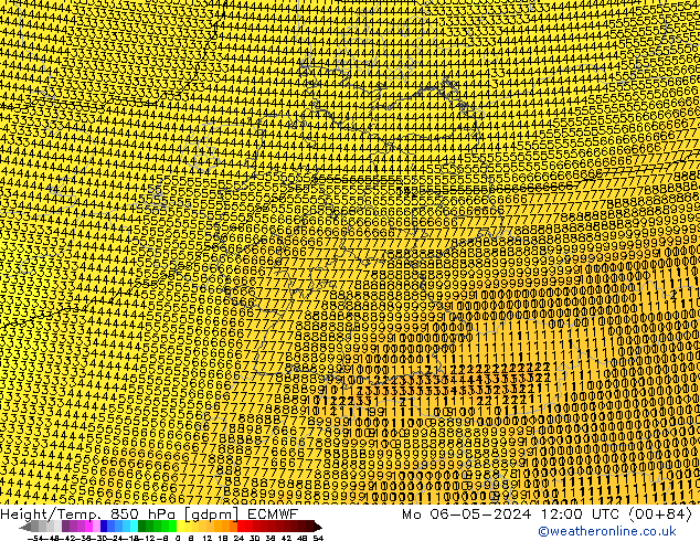 Height/Temp. 850 hPa ECMWF Mo 06.05.2024 12 UTC