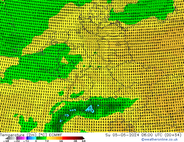 Temperature (2m) ECMWF Su 05.05.2024 06 UTC