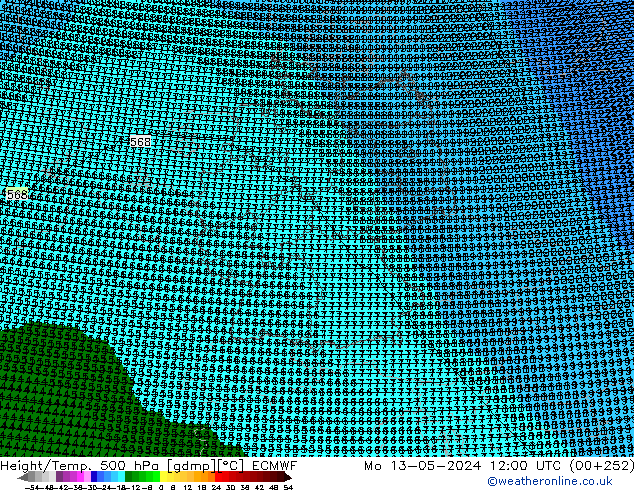 Geop./Temp. 500 hPa ECMWF lun 13.05.2024 12 UTC