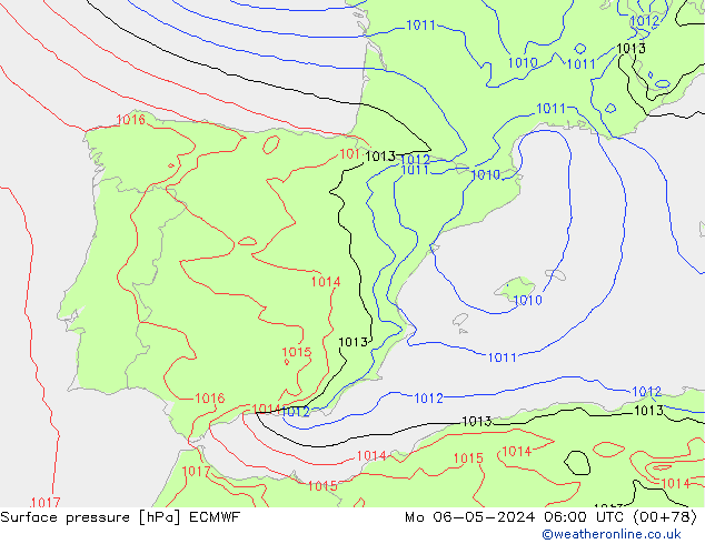 приземное давление ECMWF пн 06.05.2024 06 UTC