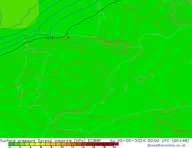 pression de l'air Spread ECMWF dim 05.05.2024 00 UTC