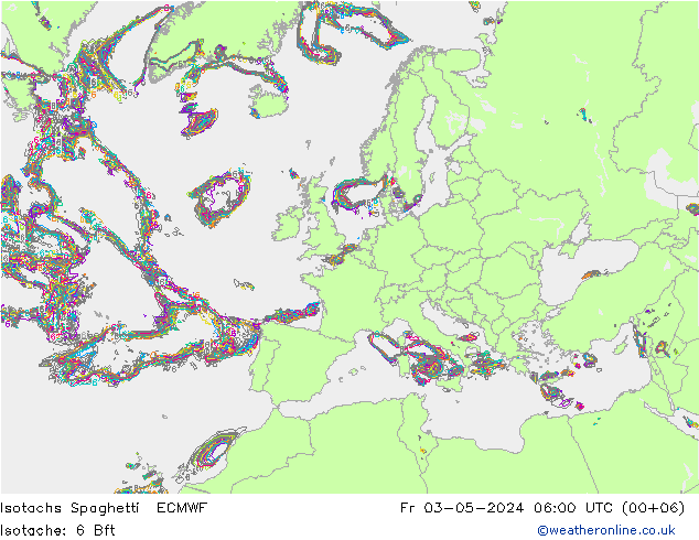 Isotachs Spaghetti ECMWF Pá 03.05.2024 06 UTC