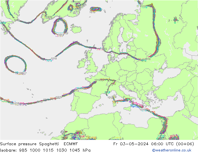 приземное давление Spaghetti ECMWF пт 03.05.2024 06 UTC