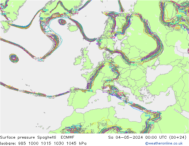 ciśnienie Spaghetti ECMWF so. 04.05.2024 00 UTC