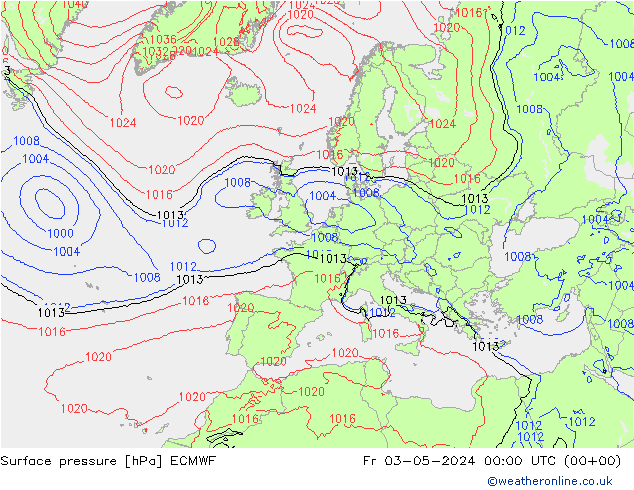 Bodendruck ECMWF Fr 03.05.2024 00 UTC