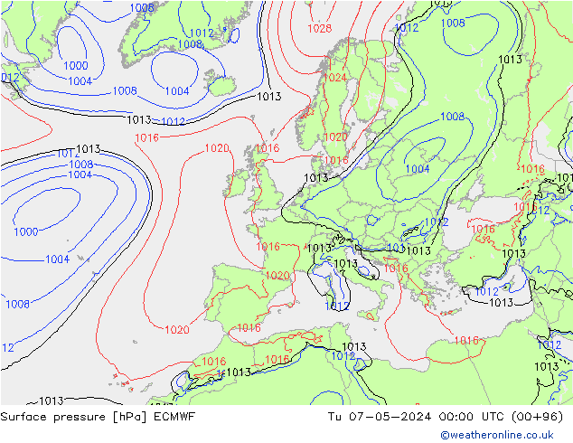 Surface pressure ECMWF Tu 07.05.2024 00 UTC