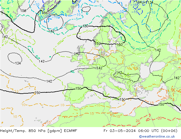 Height/Temp. 850 hPa ECMWF Fr 03.05.2024 06 UTC