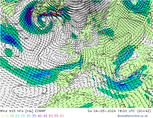 Wind 925 hPa ECMWF Sa 04.05.2024 18 UTC