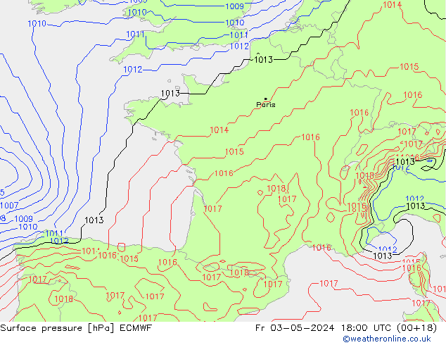 Bodendruck ECMWF Fr 03.05.2024 18 UTC