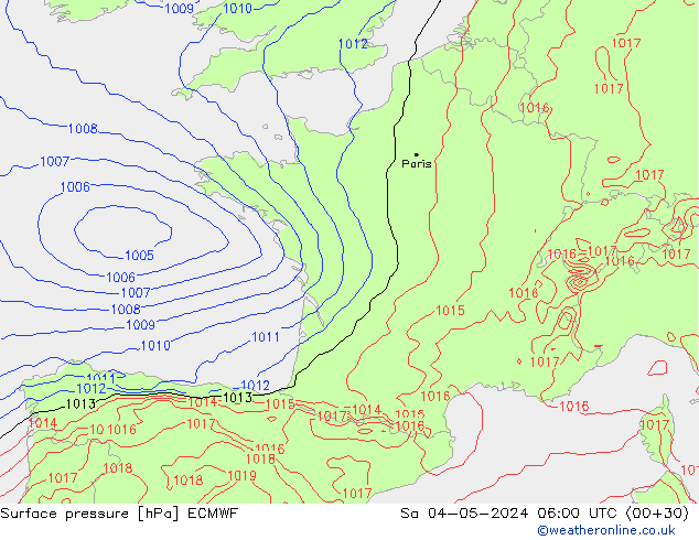 pression de l'air ECMWF sam 04.05.2024 06 UTC