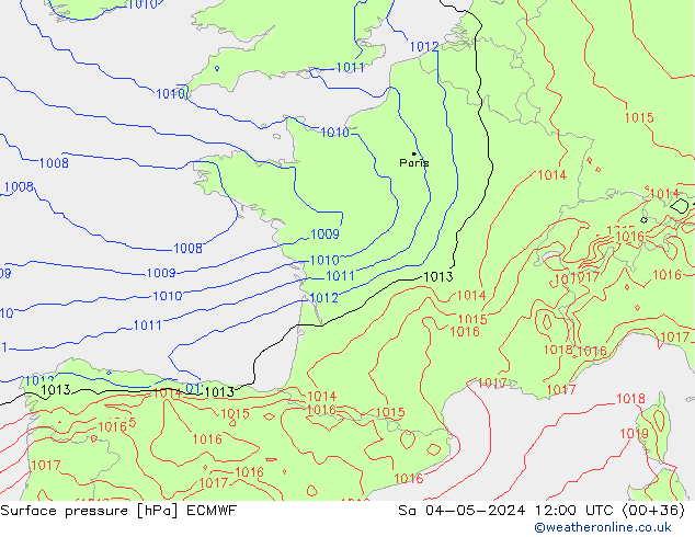 Bodendruck ECMWF Sa 04.05.2024 12 UTC