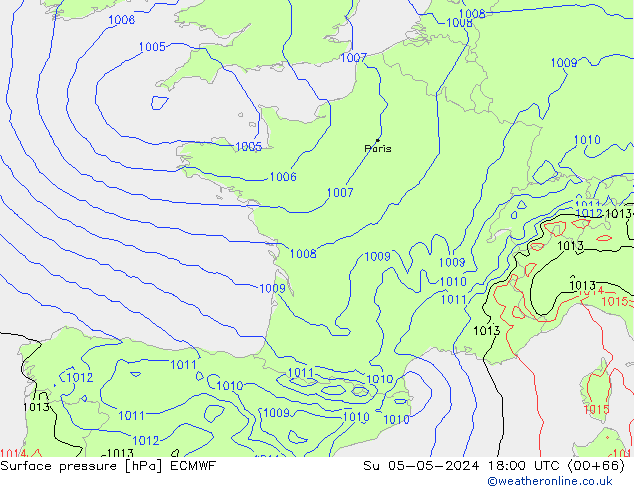 Presión superficial ECMWF dom 05.05.2024 18 UTC