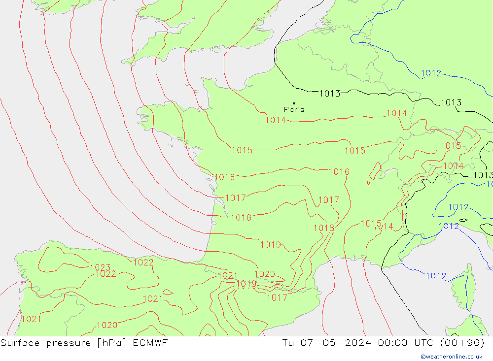 приземное давление ECMWF вт 07.05.2024 00 UTC