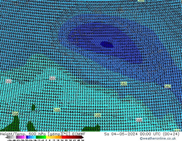 Height/Temp. 500 hPa ECMWF Sa 04.05.2024 00 UTC