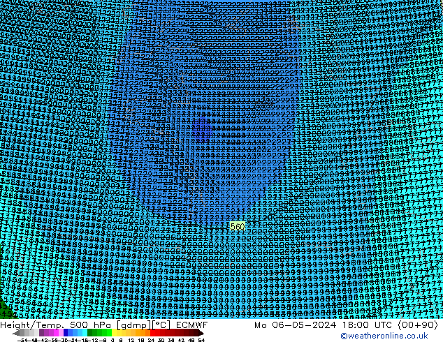 Height/Temp. 500 hPa ECMWF lun 06.05.2024 18 UTC