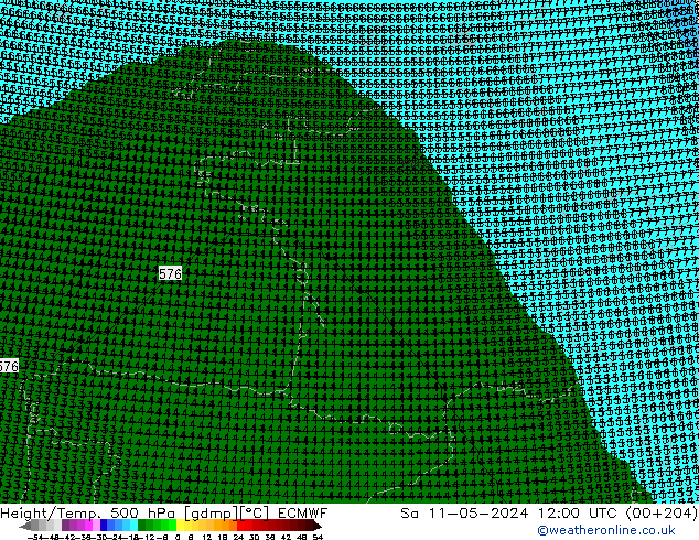 Géop./Temp. 500 hPa ECMWF sam 11.05.2024 12 UTC