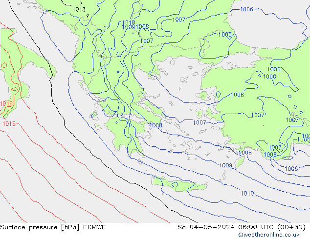 Luchtdruk (Grond) ECMWF za 04.05.2024 06 UTC