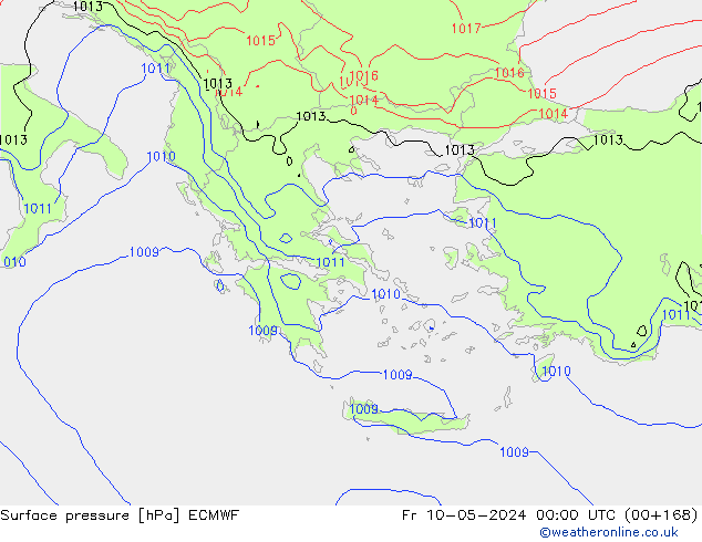 Bodendruck ECMWF Fr 10.05.2024 00 UTC