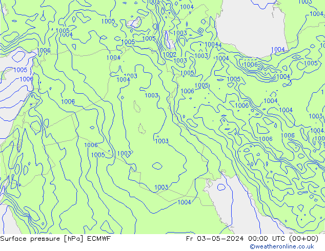 Luchtdruk (Grond) ECMWF vr 03.05.2024 00 UTC