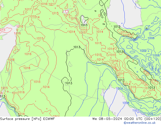 Pressione al suolo ECMWF mer 08.05.2024 00 UTC