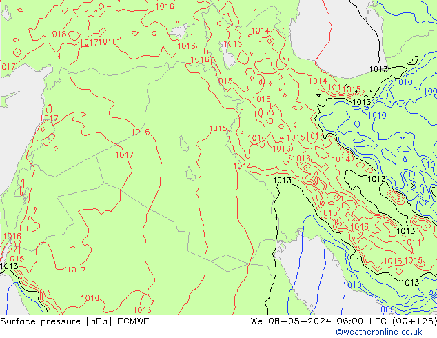 pressão do solo ECMWF Qua 08.05.2024 06 UTC