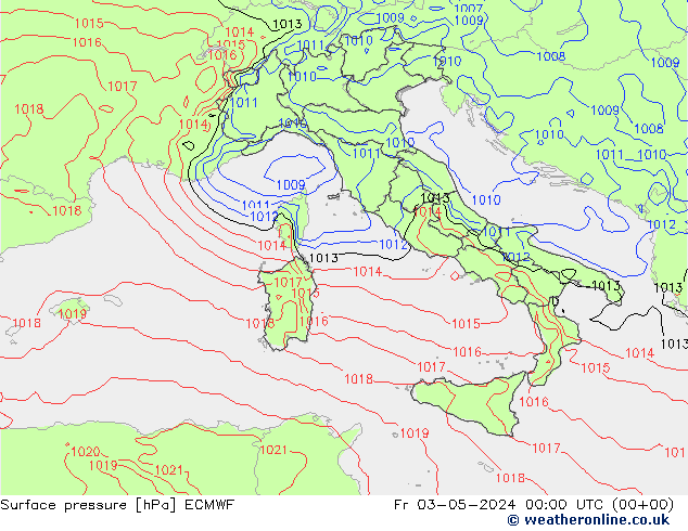 Bodendruck ECMWF Fr 03.05.2024 00 UTC