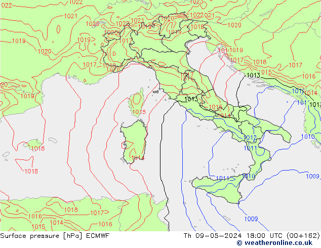 Yer basıncı ECMWF Per 09.05.2024 18 UTC